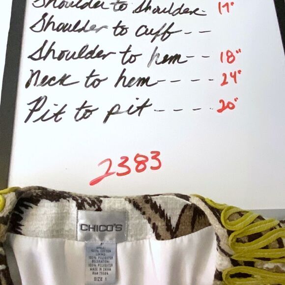 CHICO’S Blazer Jacket Embroidery & Rick Rack Details Size 1 or Women’s 8 - Picture 15 of 15